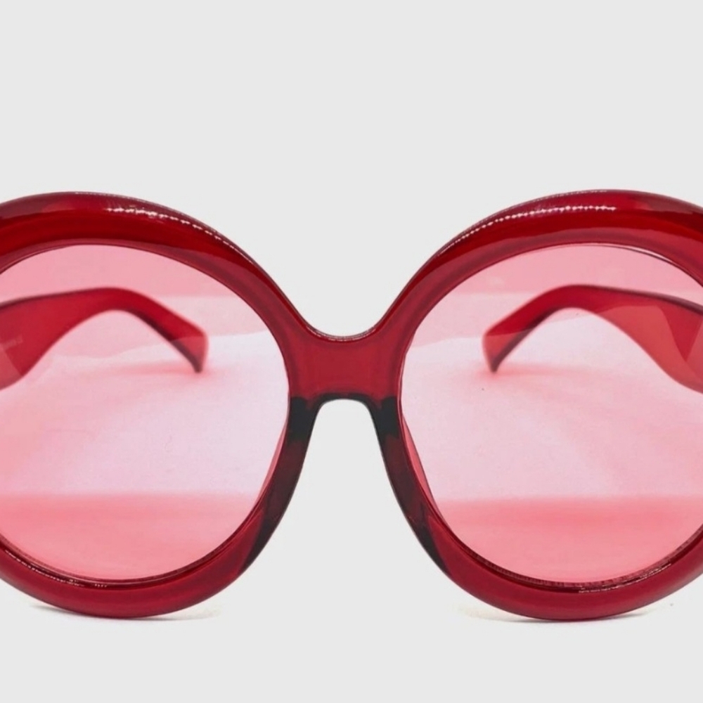 NEW Red Oversize Round Fashion Sunglasses - Picture 4 of 10